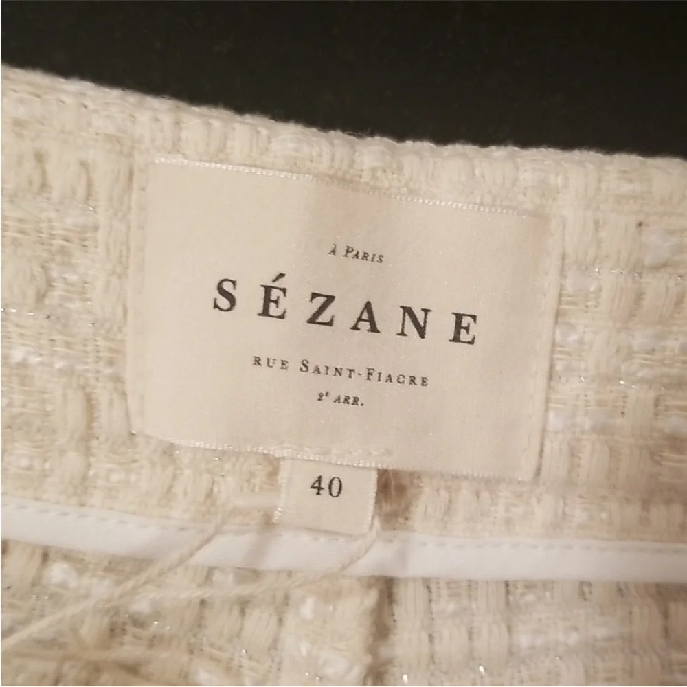 SEZANE Sailor-style Paula Short in Ondule Ecru Jacquard sz US8 / FR40 RARE, NWT - Picture 9 of 13